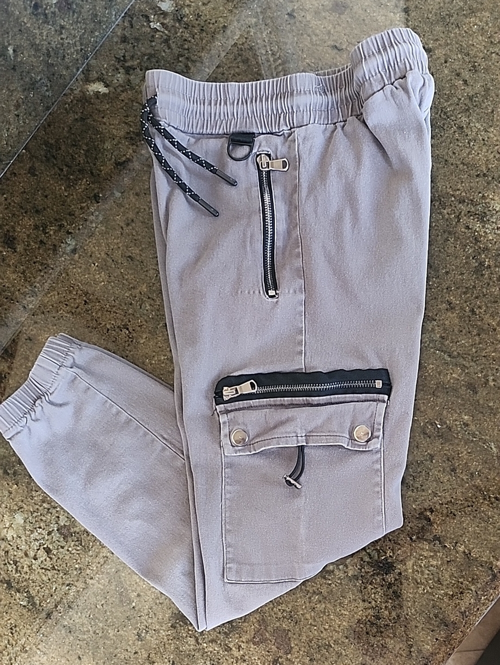 Distortion Kids Gray Cargo Pants with Zipper Pockets - Size 14